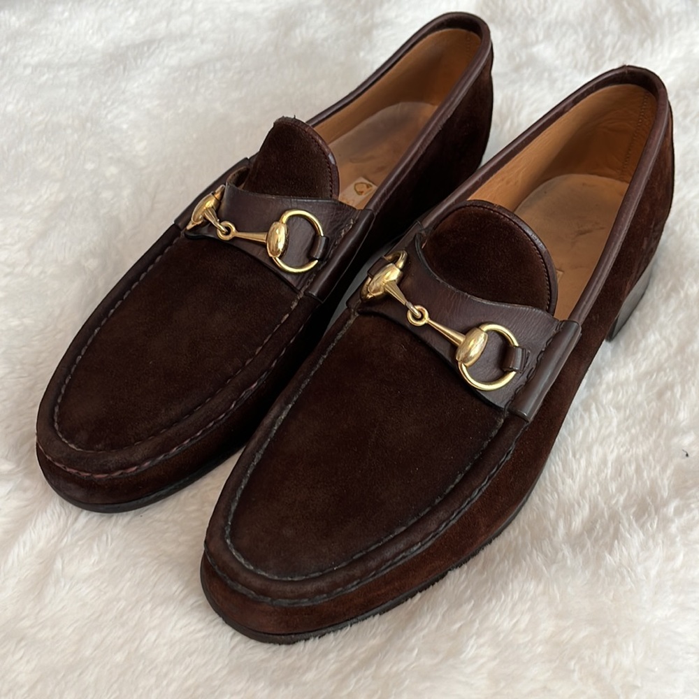 Vintage Gucci | Horsebit Suede Brown Loafers Men’s 42